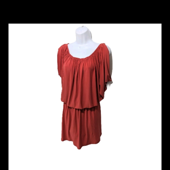 Boston Proper Blouson Dress M Slit Sleeve Orange Red - Picture 7 of 8